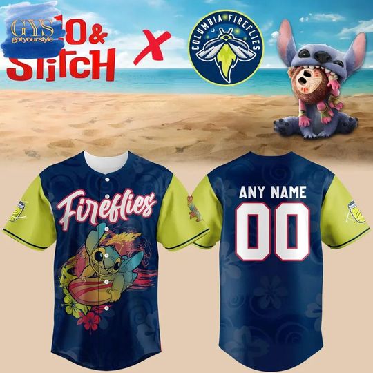 Columbia Fireflies x Stitch 2025 Special Edition Baseball Jersey