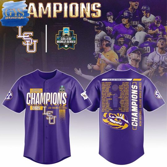 Discover LSU Baseball 2025 College World Series Champions Limited Edition Baseball Jersey