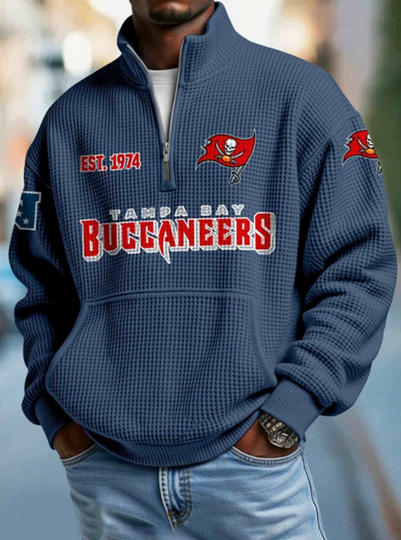 Buccaneers EST 1974 Quarter Zip Waffle Sweatshirt