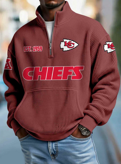 Chiefs EST 1959 Quarter Zip Waffle Sweatshirt