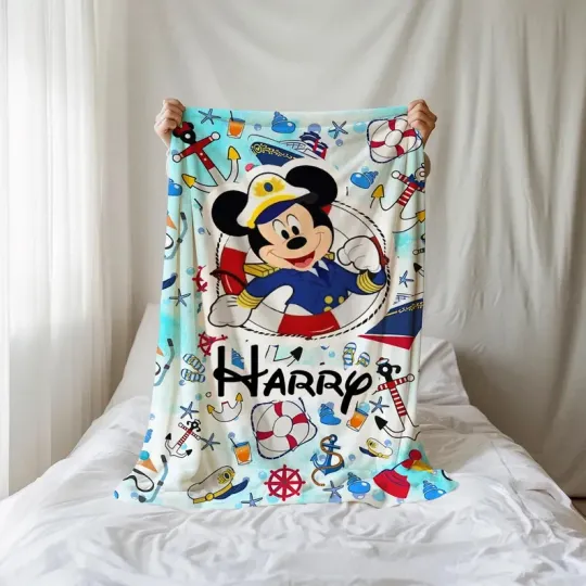 Discover Personalized Disney Mickey And Friends Cruise Fleece Blanket