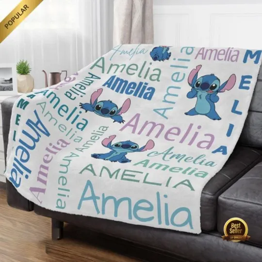 Discover Personalized Disney Stitch Fleece Blanket