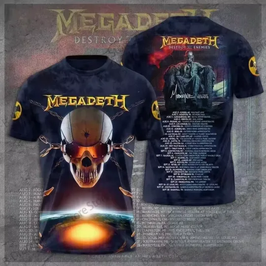 Discover Megadeth Band Destroy Enemies Ablum 3D T-shirt All S to 5XL NM019