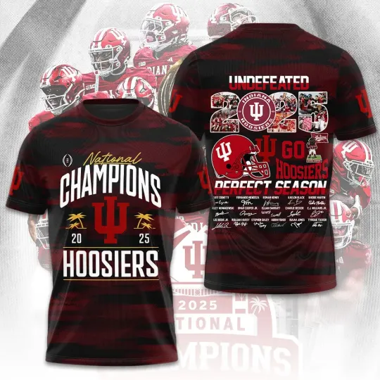 Discover Hot!!! 16-0 Indiana Hosiers Football 2025 National Champions 3D Shirt M3