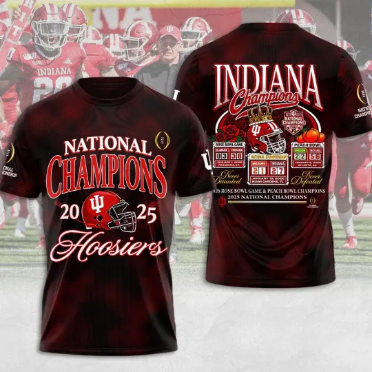 Discover Hot!!! 16-0 Indiana Hosiers Football 2025 National Champions 3D Shirt M2