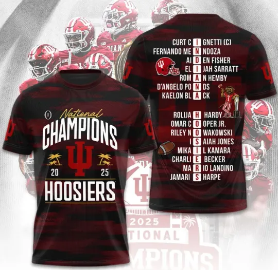 Discover Indianaa Hoosie-R Football 3D T-Shirt Fullsize Xs-5Xl