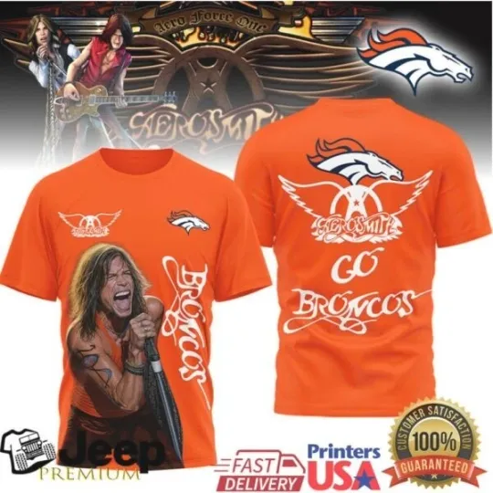 Discover Aerosmith Steven Tyler  and Broncos 3D shirt S-234XL AOp Gift fans D2222
