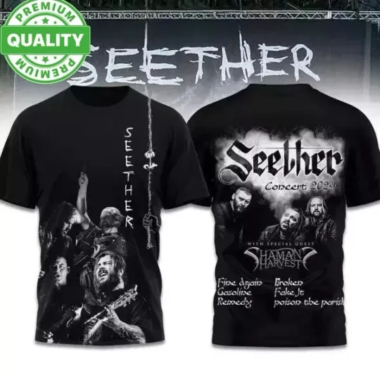 Discover Seether Concert 2024 With Special Guest 3D AOP Shirt Black Unisex S-5XL TU490