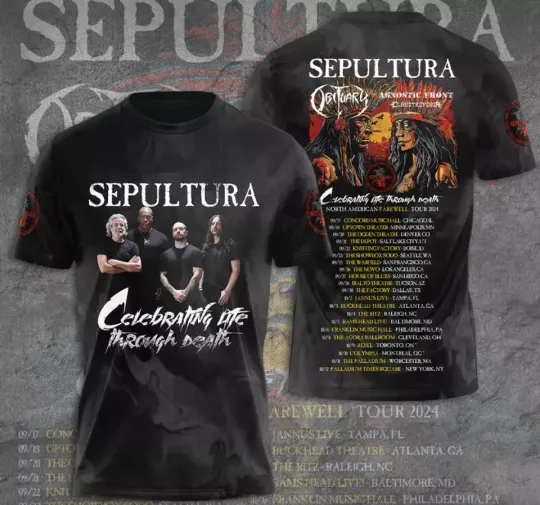 Sepultura 3D Shirt North American Farewell Tour 2024 Gift