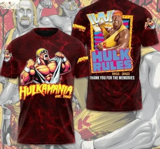 Discover Hulk Hogan Hulkamania 1953-2025 Thank You 3D T-Shirt