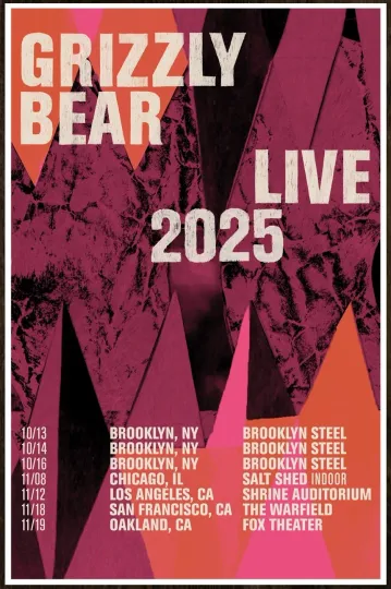 Discover GRIZZLY BEAR Tour 2025 Ltd Ed RARE Tour Poster +BONUS Indie Rock Folk Poster!