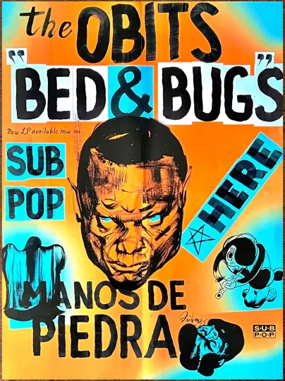 Discover THE OBITS Bed & Bugs Ltd Ed RARE HUGE Tour Poster Rick Froberg Indie Garage Rock