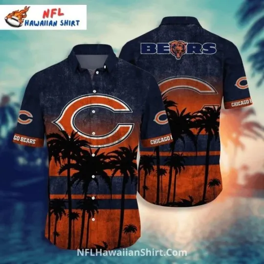 Discover Chicago Football Retro Sunset With Palm Trees Aloha Hawaiian Shirt