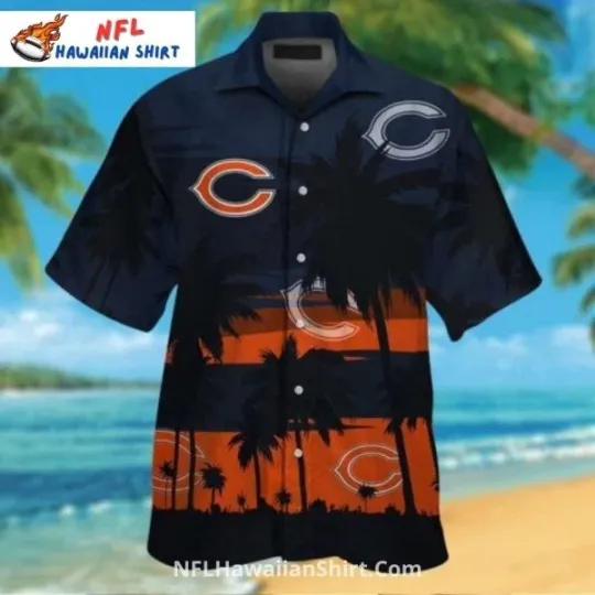 Discover Chicago Football Tropical Sunset With Palm Trees Hawaiian Shirt