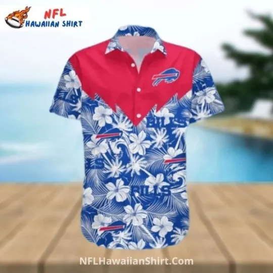 Discover Buffalo Football Red And Blue Floral With Team Logo Hawaiian Shirt