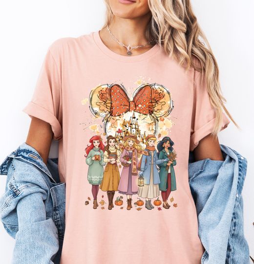 Discover Disney Minnie Head Princess Spooky Season Shirt, WDW All Princess Girls Trip T-shirt, Disneyland Magic Kingdom Kids Fall Season Sweatshirt