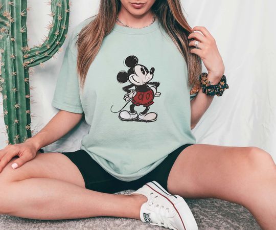 Discover Sketch Mickey Mouse Comfort Colors Tee, Disneyland Gift