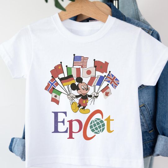 Discover Mickey Epcot Flag Shirt, Vintage Mickey Tshirt, Youth Toddler Disney Epcot Tee