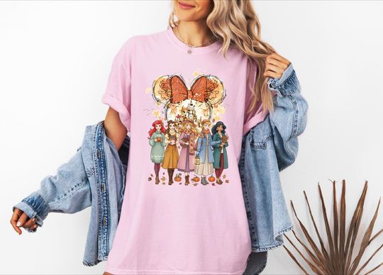 Discover Disney Princess Fall Minnie Head Shirt, Princess Fall Season, Cute Girl Fall Trip Tee, Fall Vibes
