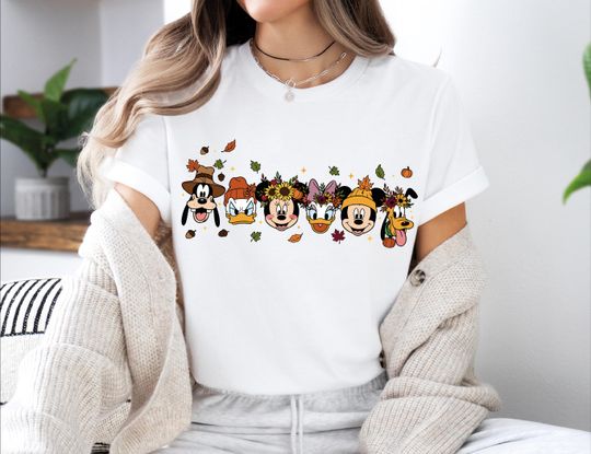 Discover Mickey and Friends Fall Vibes Shirt, Mickey Fall Autumn Leaves Tee