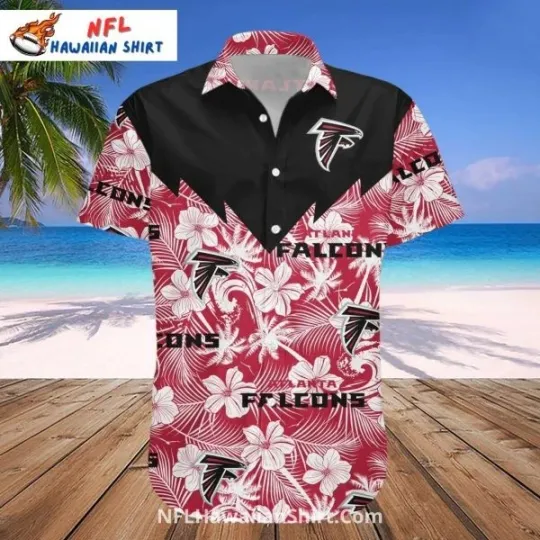 Discover Atlanta Football Black And Red Floral Cut Design Aloha Hawaiian Shirt