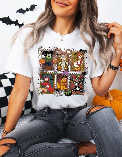 Discover Mickey and Friends Halloween Stamp Shirt, Mickey Trick or Treat Tee