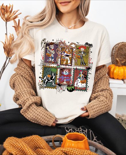 Discover Toy Story Halloween Stamp Shirt, Woody Buzz Trick or Treat Tee, Retro Spooky Season