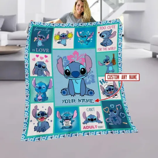 Discover Personalized Disney Lilo And Stitch Too Cute For This World Fleece Blanket