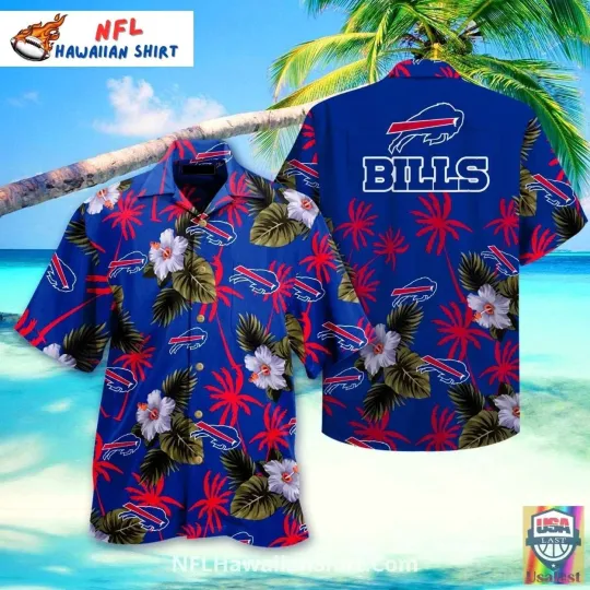 Discover Buffalo Football Blue Floral Design With Logo Aloha Hawaiian Shirt