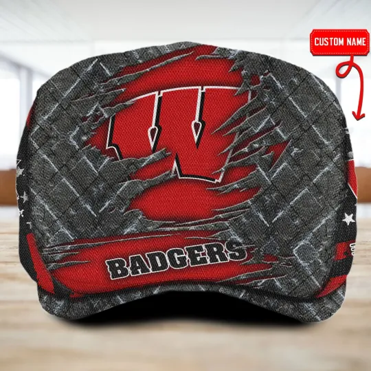 Discover Wisconsin Team Badge*s Jeff Cap NCAA Golf Cap NCAA Driving Cap Newsboy Cap