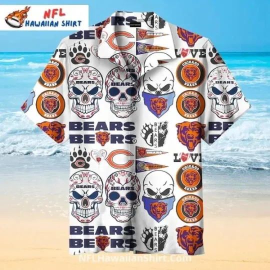 Discover Chicago Football Sugar Skull Aloha With Skull Patterns Hawaiian Shirt