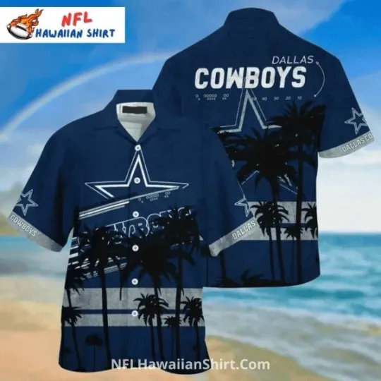 Discover Dallas Football Dark Palm Tree Beach Sunset Hawaiian Shirt