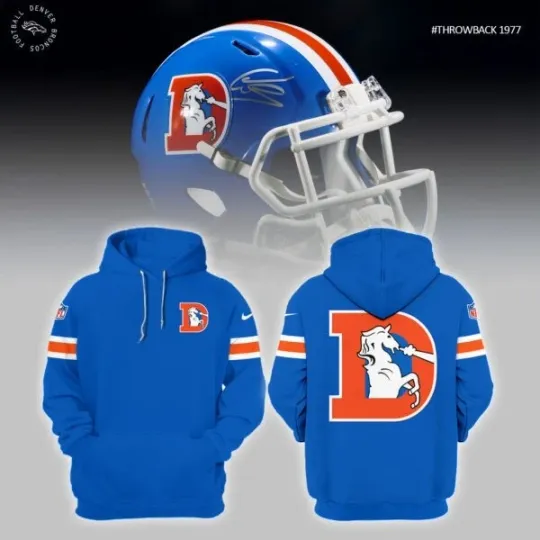 Broncos Throwback 1977 Navy 3D Hoodie