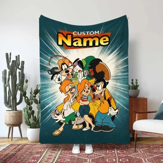 Personalized A Goofy Max Goof Roxanne Couple Fleece Blanket