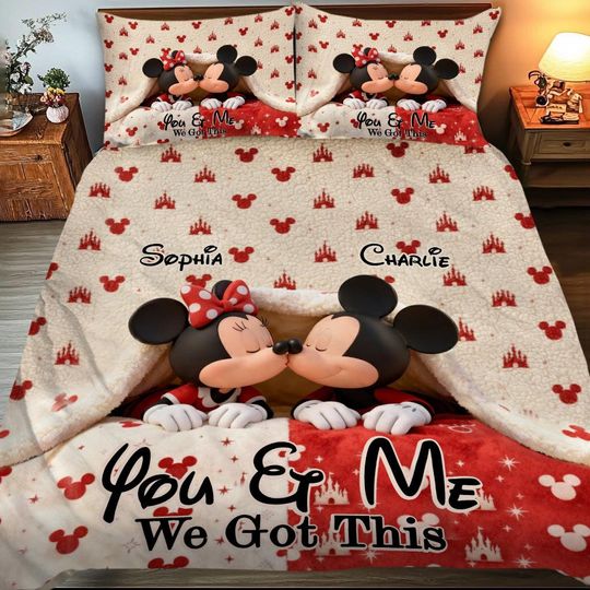 Discover Personalized Couple Quilt Set, Disney Mouse You and Me We Got This Quilt Blanket & Pillowcases, Gift for Mickey Lover, Disney couple blanket