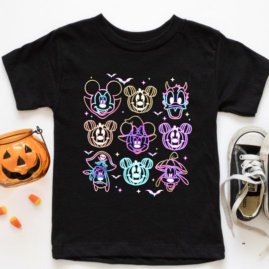 Discover Halloween Mickey and Friends Neon Shirt, Disney Halloween Tee, Disney Halloween Gifts