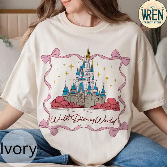 Discover Retro Disneyworld Castle Coquette Bow Shirt, Disneyworld Shirt, Disney Girl Trip Shirt