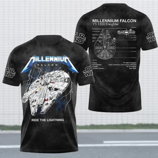 Millennium Falcon Ride The Lightning Star Wars Fan Tshirt 3D