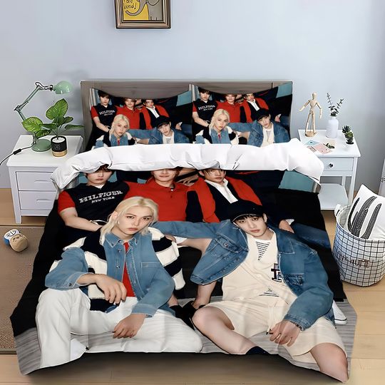 Discover KPOP Duvet Cover Pillowcase S-Stray-K-Kids Bedding Set Adult Boy Girl Bedroom Decoration Children Gift Single Double Large Size