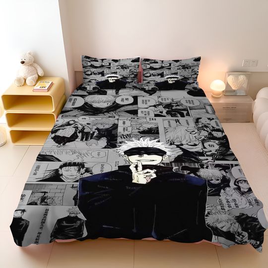 Discover Jujutsu Satoru Bedding Set Japan Famous Anime Duvet Cover Sets Comforter Bed Linen Twin Queen King Single Size Dropshipping