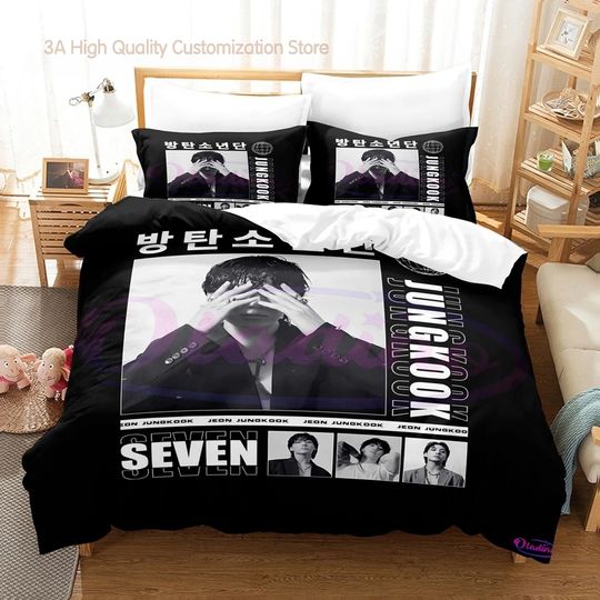 Discover Jeon Jung Kook Album Bedding Set Single Twin Full Queen King Size Bed Set Aldult Boys Bedroom Duvetcover Sets bed sheet set 2-2