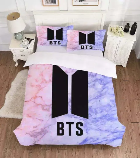BTS Bangtan Boys Purple Bedding Set for Single, Double, Queen, King Bed