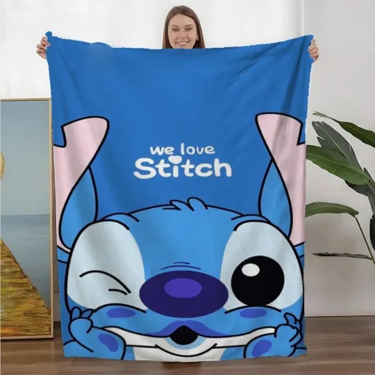 Discover Stitch We Love Blanket Stitch Pattern Printing Cartoon Disneyland Fleece Blanket