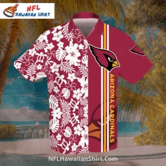 Arizonna Football Floral Stripe Maroon And White Hawaiian Shirt