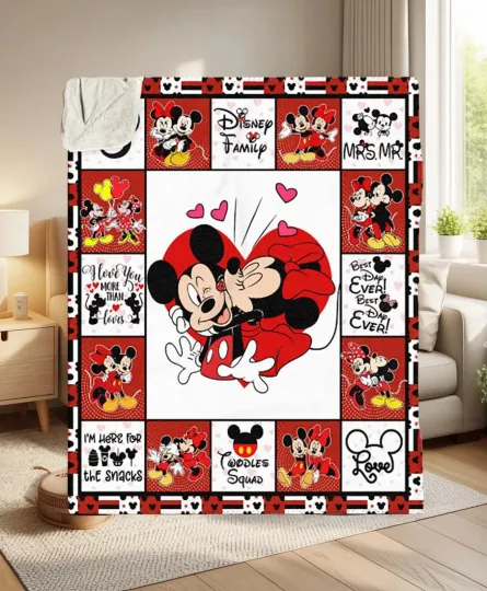 Disney Love Mickey Minnie Blanket, Gift For Friends, Couple