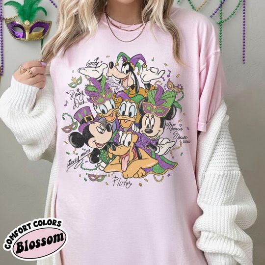 Discover Mardi Gras Mickey And Friends Disney Shirt, Carnival Disney Character Tee