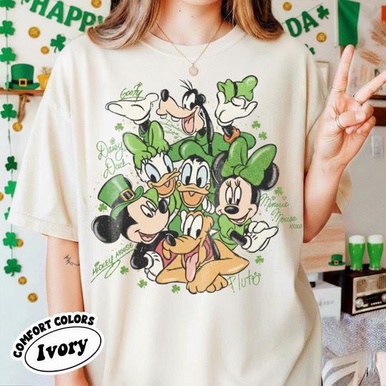Discover St Patricks Day Mickey And Friends Shirt, Lucky Disney Character Tee, Disney World Holiday Shirt