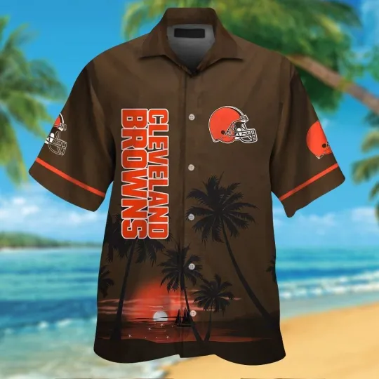 Discover Cleveland Football Short Sleeve Button Up Tropical Hawaiian Shirt VER02