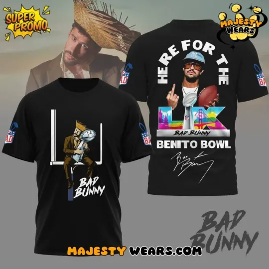 Discover Bad Buny Super Bowl 2026 “Benito Bowl” Signature 3D Tee