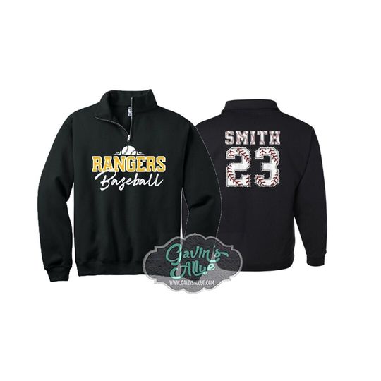 Personalized Baseball Crewneck Sweatshirt | Baseball Shirts | Baseball Quarter Zip Sweatshirt
